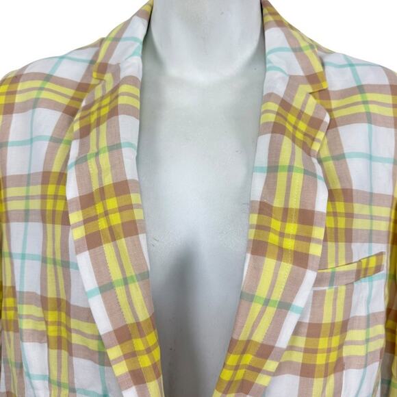 Rag & Bone 100% Cotton Plaid Yellow Margot Blazer NWT Longline Jacket sz 8 - Picture 5 of 16